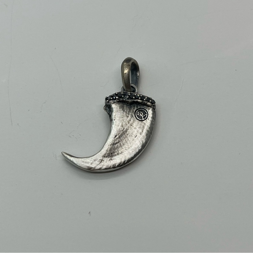 David Yurman Sterling Silver Bear Claw Tooth Pendant with Black Diamonds - Picture 1 of 5